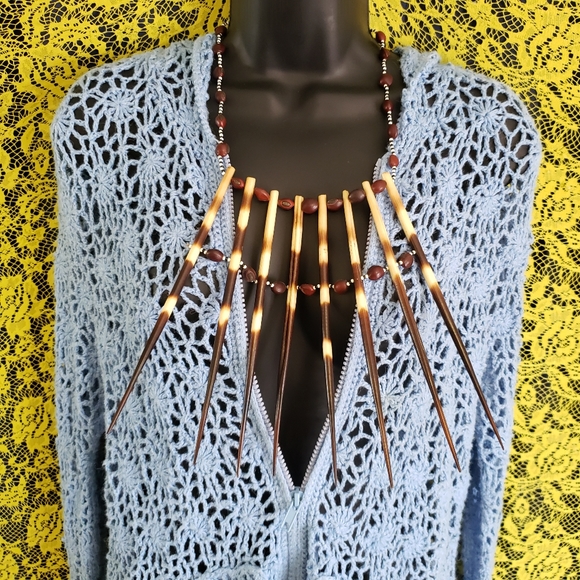 Authentic Vintage Quill African Tribal Necklace Neck Plate - Picture 4 of 6